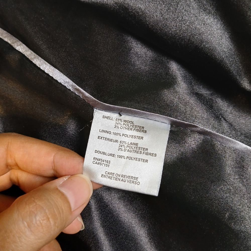 Calvin Klein Womens Black Wool Blend Wing Collar Peacoat Jacket PS Petite Small - Picture 6 of 11